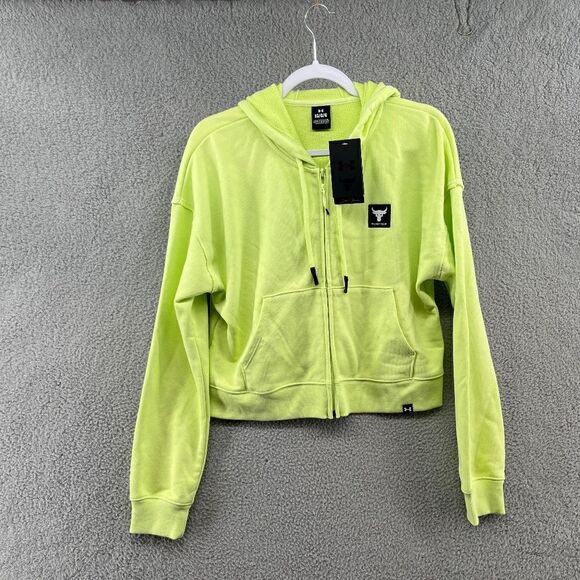 Under Armour Project Rock Heavyweight Terry Full-Zip Hoodie NWT Cropped sz large - Picture 3 of 15